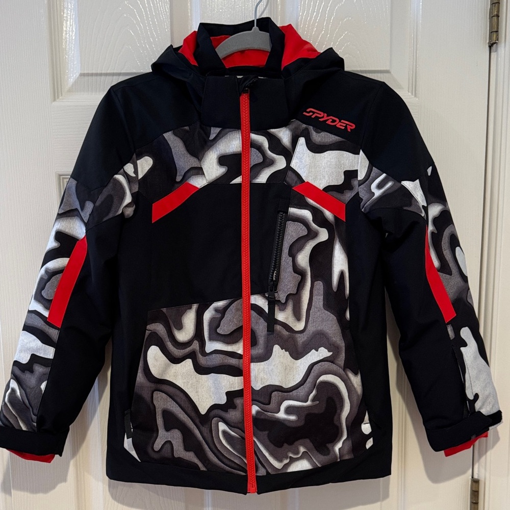 Spyder Black and Red Abstract Jacket